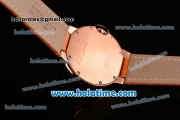 Cartier Ballon Bleu Swiss Quartz Rose Gold Case with Orange Leather Strap Diamond Bezel and Orange Dial