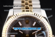 Rolex Datejust Clone Rolex 3135 Automatic Two Tone Case/Bracelet with Grey Dial and Stick Markers (BP)