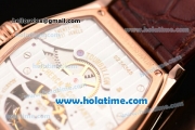 Vacheron Constantin Malte Tourbillon Swiss Tourbillon Manual Winding Rose Gold Case with Brown Alligator Strap and White Dial