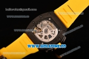 Richard Mille RM 011 Felipe Massa Flyback Chronograph Swiss Valjoux 7750 Automatic Carbon Fiber Case with Skeleton Dial and Yellow Markers - 1:1 Original