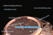 Omega De Ville Co-Axial Swiss ETA 2836 Automatic Rose Gold Case and Strap with Brown Dial