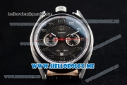 Tag Heuer Carrera Calibre 1887 Concept Swiss Valjoux 7750 Automatic Steel Case with Black Dial and Black Leather Strap Arabic Numeral Markers (GF)