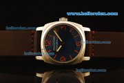 Panerai Radiomir Vintage 6154 Swiss ETA 6497 Manual Winding Steel Case with Dark Blue Dial and Brown Leather Strap-Orange Markers