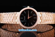 Piaget Swiss ETA Quartz Rose Gold Case with Diamond Bezel and Rose Gold Strap