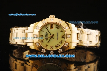 Rolex Datejust Automatic Movement Full Gold with Green Dial and Roman Numerals-ETA Coating Case