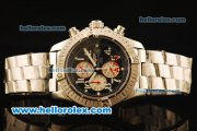 Breitling Super Avenger Working Chronograph Quartz with Black Dial and Silver Case