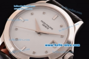 Patek Philippe Calatrava Swiss ETA 2836 Automatic Steel Case with Alligator Strap and White Dial