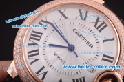 Cartier Ballon bleu de Swiss Quartz Rose Gold Case with Diamond Bezel and White Dial