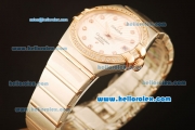Omega Constellation Swiss ETA 2824 Automatic Steel Case with Rose Gold Bezel and Diamond Markers/Bezel-(35mm)