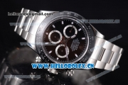 Rolex Daytona Chronograph Clone Rolex 4130 Automatic Stainless Steel Case/Bracelet with Black Dial and Stick Markers (BP)