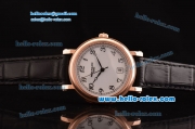 Patek Philippe Calatrava 2813 Automatic Rose Gold Case with Numeral Markers White Dial and Black Leather Strap