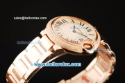 Cartier ballon bleu de Cartier Swiss Quartz Movement Rose Gold Case and Strap with Diamond Bezel and Black Roman Numerals