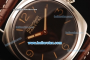 Panerai Radiomir Asia 6497 Manual Winding Steel Case with Black Dial and Brown Leather Strap-Beige Markers