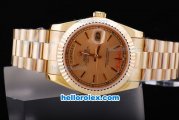 Rolex Day-Date Automatic Movement Golden Bezel and Rose Golden Dial