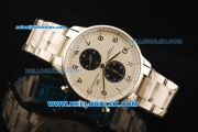 IWC Portuguese Chronograph Miyota Quartz Movement Full Steel White Dial and Arabic Numerals