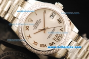 Rolex Datejust Automatic Movement ETA Coating Case with White Dial and Diamond Bezel