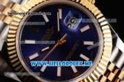 Rolex Datejust II Asia 2813 Automatic Two Tone Case/Bracelet with Blue Dial and Stick Markers (BP)