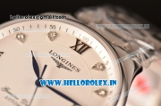 Longines Master Swiss ETA 2824 Automatic Full Steel with White Dial and Diamonds/Roman Numeral Markers