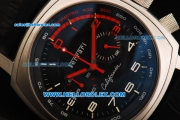 Ferrari California Chronograph Miyota Quartz Movement Steel Case with Black Dial and Black Leather Strap