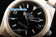 Rolex Explorer Automatic Movement Steel Case with Black Dial and Stick/Numeral Marker-SS Strap