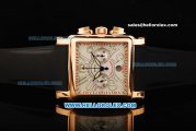 Franck Muller Conquistador King Chronograph Swiss Valjoux 7750 Automatic Movement Rose Gold Case with White Dial and Black Rubber Strap