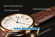 Cartier Ronde Solo Cartier Rose Gold Equipment Ronda 763 1:1 Clone White Dial With Brown Leather