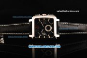 Tag Heuer Monaco LS Chronograph Miyota Quartz Movement Steel Case with Black Dial and Black Leather Strap