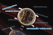 Patek Philippe Skeleton Tourbillon SM Phase Automatic Steel Case Brown Leather Strap