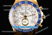 Rolex Yacht-Master II Clone Chrono Rolex 4130 Automatic Movement Yellow Gold White Dial and Dots Markers Yellow Gold Bracelet (JF)