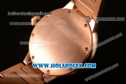 Cartier Rotonde De Miyota Quartz Rose Gold Case/Bracelet with Blue Dial