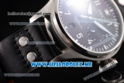 IWC Big Pilot Clone IWC 51111 Automatic Steel Case with Black Dial White Hands and Black Leather Strap Arabic Numeral Markers