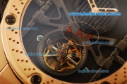 Hublot King Power Tourbillon Automatic Movement Rose Gold Case with Black Dial and Rubber Strap