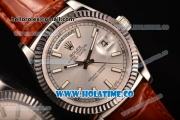 Rolex Day-Date Asia 2813/Swiss ETA 2836/Clone Rolex 3135 Automatic Steel Case with Silver Dial and Stick Markers (BP)