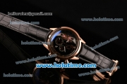 Tag Heuer Carrera Mikrotourbillons Chrono Swiss Quartz Rose Gold Case with Black Leather Bracelet and Black Dial