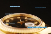 Rolex Datejust Automatic Movement ETA Coating Case with Gold Case and Strap-Black Dial