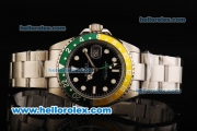 Rolex GMT-Master II Automatic Movement Full Steel with Green/Yellow Bezel and Black Dial