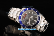 Rolex Submariner Automatic Movement Silver Case with Blue Bezel and Black Dial-White Marker