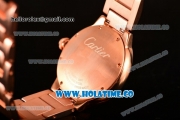 Cartier Rotonde De Miyota Quartz Rose Gold Case/Bracelet with Blue Dial and White Roman Numeral Markers