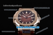 Patek Philippe Nautilus Asia Automatic Steel Case with Brown Dial and White Sitck Markers
