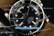 Rolex Submariner Vintage Asia 2813 Automatic Steel Case with Black Dial White Markers and Army Nylon Strap