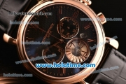 Vacheron Constantin Patrimony Chrono Miyota OS20 Quartz Rose Gold Case with Black Dial and Roman Numeral Markers