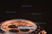 Rolex Daytona Asia 3836 Automatic Rose Gold Case with PVD Bezel - Brown Dial and Brown Rubber Strap - 7750 Coating