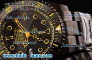 Rolex Sea-Dweller Bamford Asia 2813 Automatic PVD Case with PVD Strap Black Dial Yellow Markers