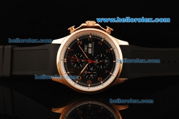 IWC Portuguese Yacht Club Automatic Movement Rose Gold Case with Black Dial and Black Rubber Strap