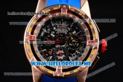 Richard Mille RM 60-01 Asia 2813 Automatic Rose Gold Case with Skeleton Dial and Blue Rubber Strap Rose Gold Bezel (EF)