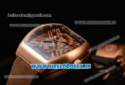 Franck Muller Vanguard Miyota Automatic Copy Tourbillon Rose Gold Case With Skeleton Dial Leather/Rubber Strap