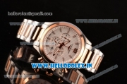 Longines Conquest Classic Chrono Miyota OS20 Quartz Two Tone with White Dial and Rose Gold Bezel