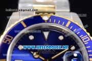 Rolex Submariner Clone Rolex 3135 Automatic Two Tone Case/Bracelet with Blue Dial and Dot Markers (BP)