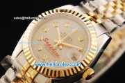 Rolex Datejust Oyster Perpetual Automatic Movement Steel Case with Gold Bezel and Diamond Markers-Lady Model