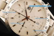 Tag Heuer Carrera Chronograph Swiss Valjoux 7750 Automatic Movement Full Steel with White Dial and Stick Markers